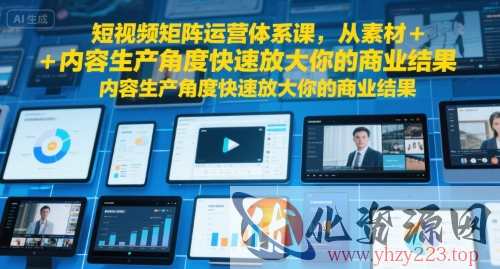 短视频矩阵运营体系课，从素材+内容生产角度快速放大你的商业结果