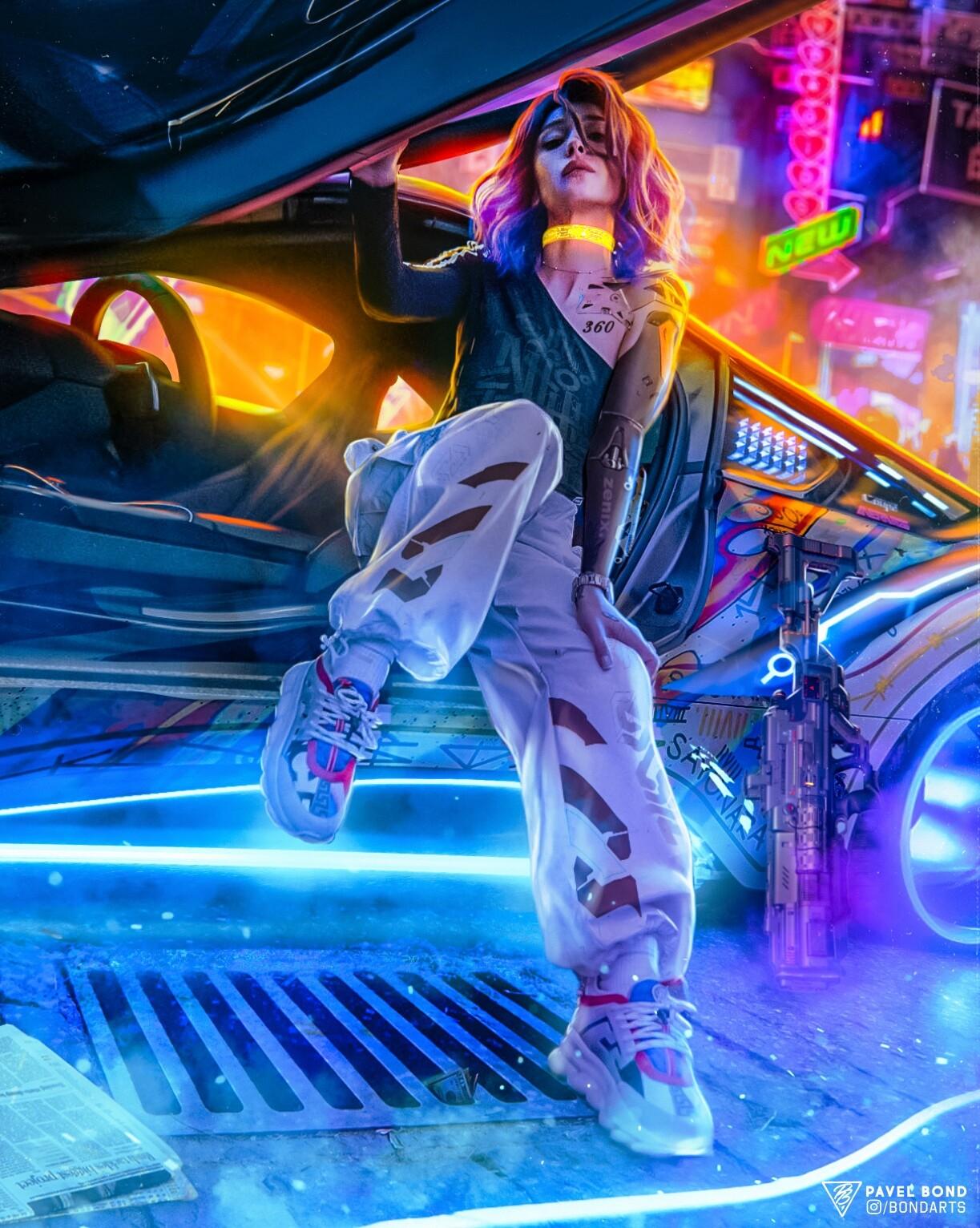 有没有什么好看的赛博朋克风的插画