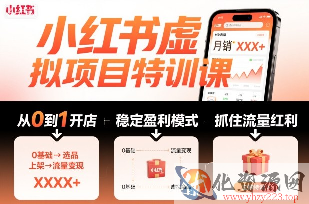 小红书虚拟项目特训课，帮你从0到1打造稳定盈利的店铺，抓住流量红利（更新9月）