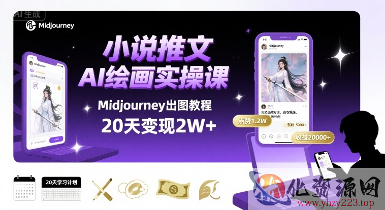 小说推文干货分享之AI绘画MJ出图实操课，用Midjourney做小说推文，20天挣2w