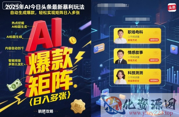 2025年AI今日头条最新暴利玩法，自动生成爆款，轻松实现矩阵日入多张