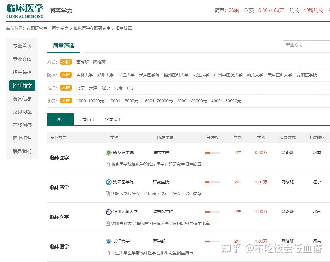 【临床医学】在职研究生招生院校汇总2023年(附学制学费) - 知乎