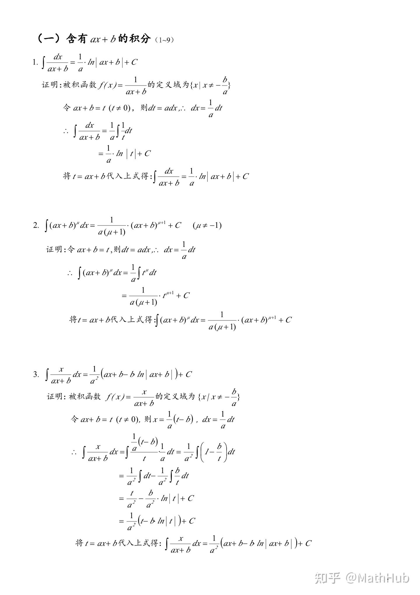 高等数学(微积分)常用积分表推导 - 知乎