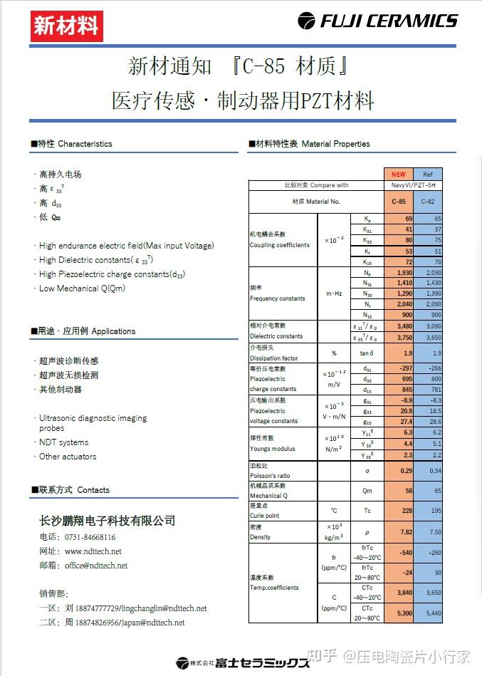 pzt压电陶瓷性能参数图片