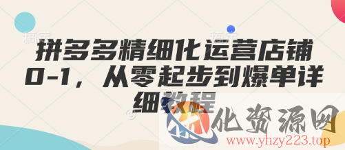 拼多多精细化运营店铺0-1，从零起步到爆单详细教程
