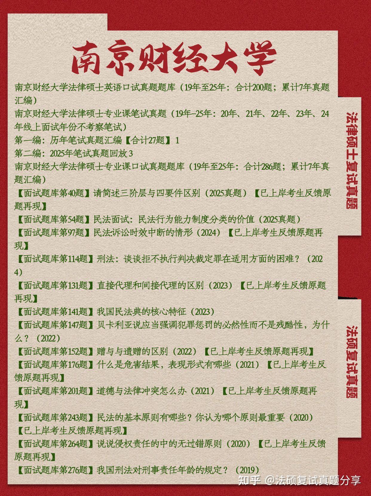 2026年合计483题:南京财经大学法律硕士复试真题/南京财大法硕复试真题/南京财大法律硕士复试涉及科目汇总 - 知乎