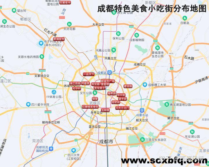 成都美食街分布地图成都美食街地图四川成都美食小吃到哪里吃成都19个