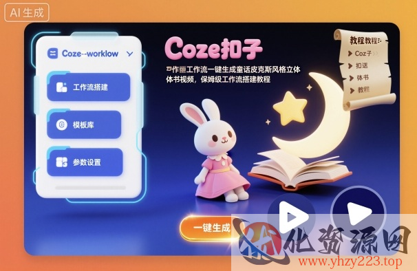 Coze扣子工作流一键生成童话皮克斯风格立体书视频，保姆级工作流搭建教程