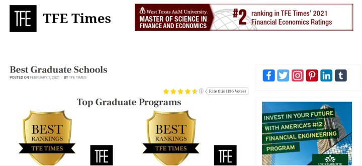 【无忧留学-留学资讯】美研选校指南:TFE Times2021硕士项目排名出炉! - 知乎