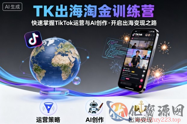 TK出海淘金训练营，助你快速掌握TikTok运营与AI创作，开启出海变现之路