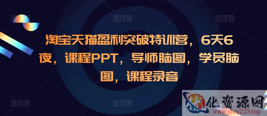 淘宝天猫盈利突破特训营，6天6夜，课程PPT，导师脑图，学员脑图，课程录音