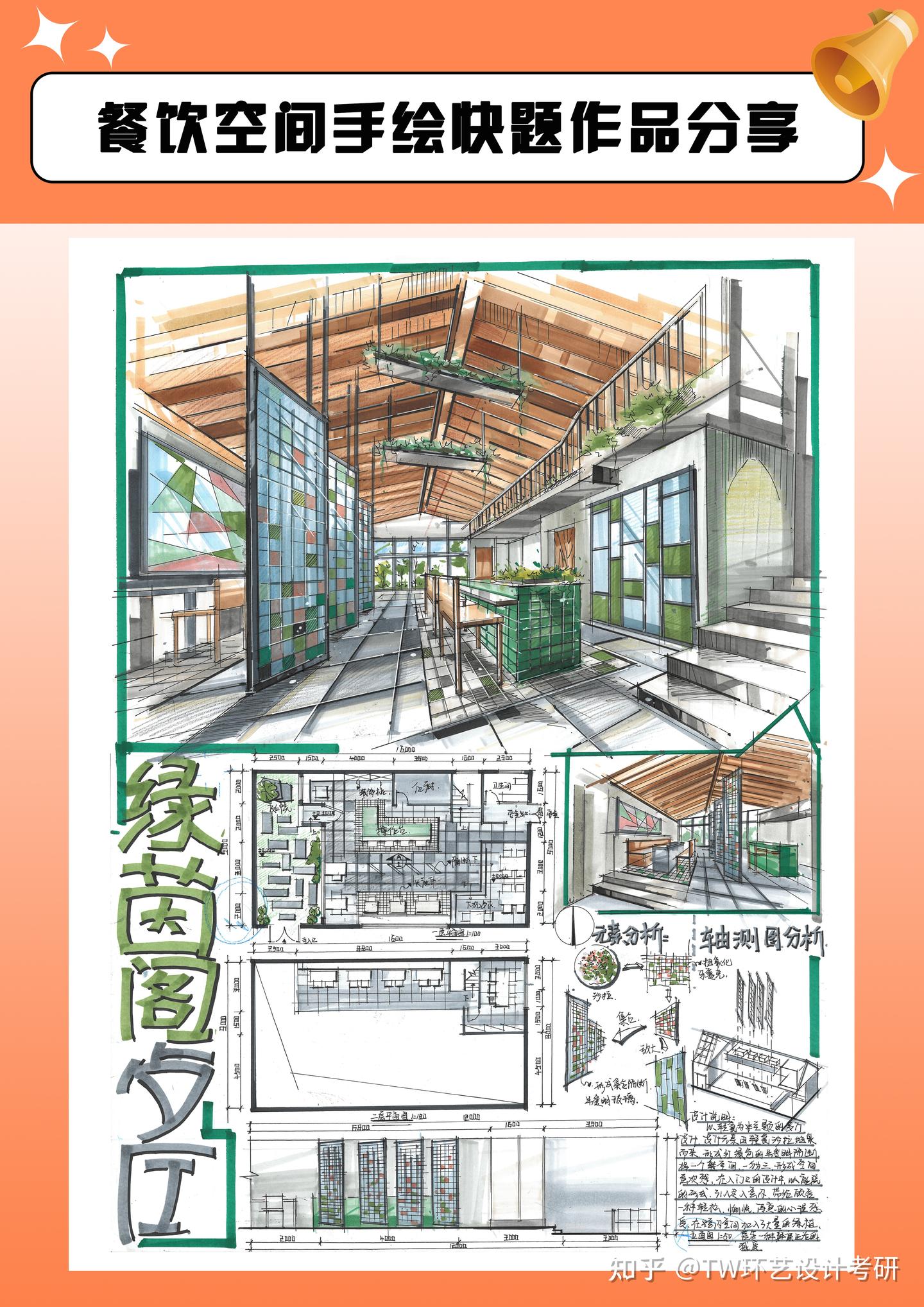 考研快题——【环艺室内方向】餐饮空间高分作品分享 - 知乎
