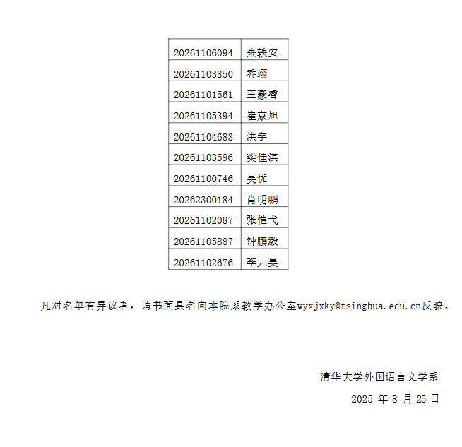 清华大学2026年外国语言文学系招收公开招考博士研究生(含硕博连读生)综合考核名单公示 - 知乎