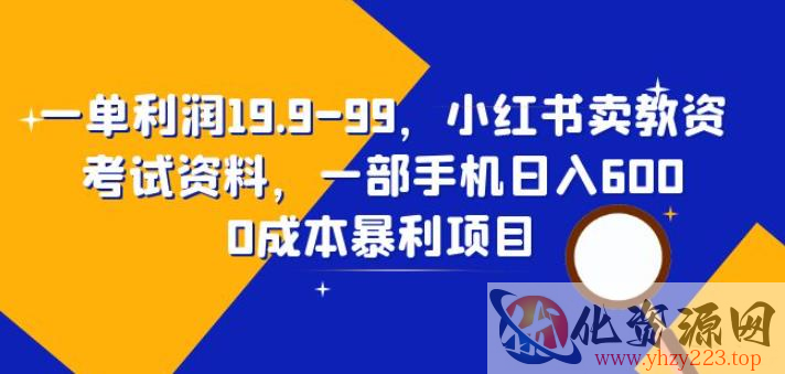 一单利润19.9-99，小红书卖教资考试资料，一部手机日入600（揭秘）