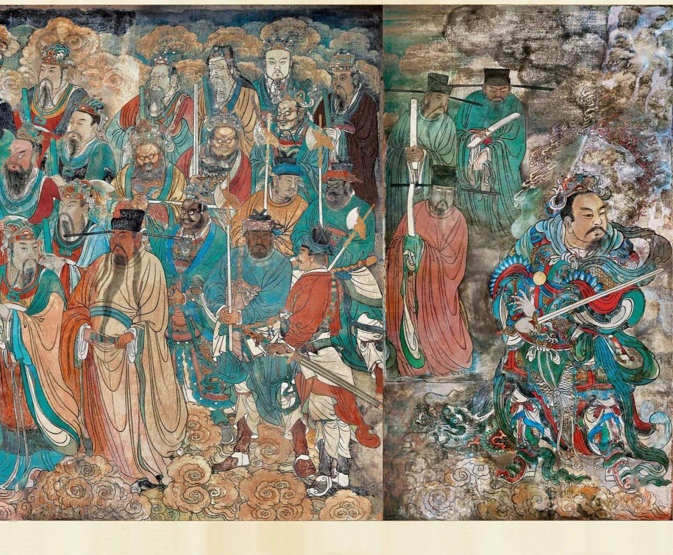 山西永乐宫三清殿-元代壁画《朝元图》:290位神仙,浩荡朝拜道祖,满壁风生星起(1)后土娘娘【高清超大图】 - 知乎