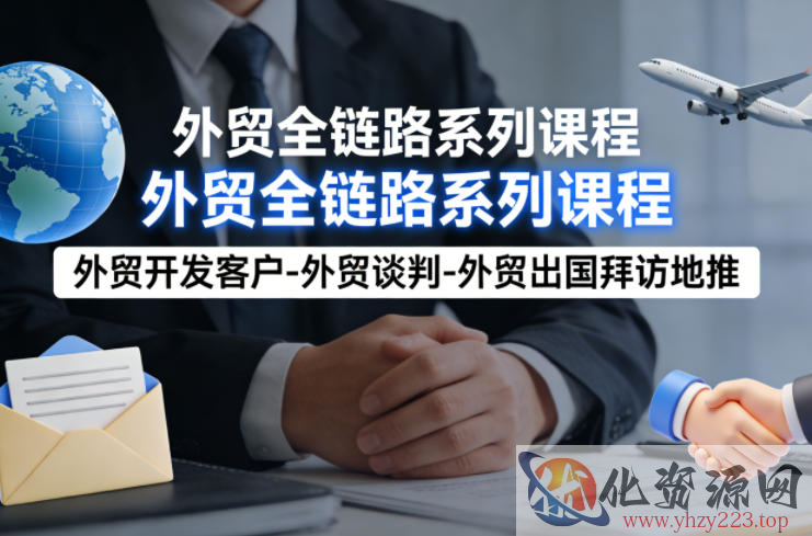 外贸系列课程，外贸开发客户-外贸谈判-外贸出国拜访地推，完成一个外贸链路