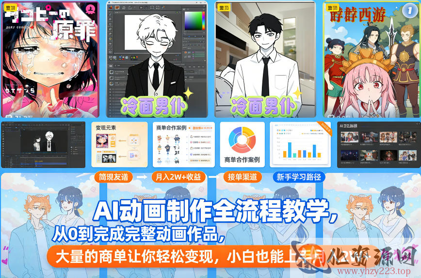 AI动画制作全流程教学，从0到完成完整动画作品，大量的商单让你轻松变现，小白也能上手月入2W+