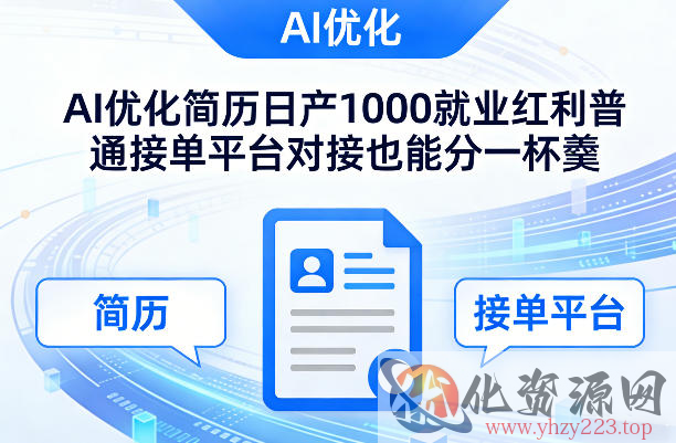 Ai优化简历日产1000就业红利普通接单平台对接也能分一杯羹【揭秘】
