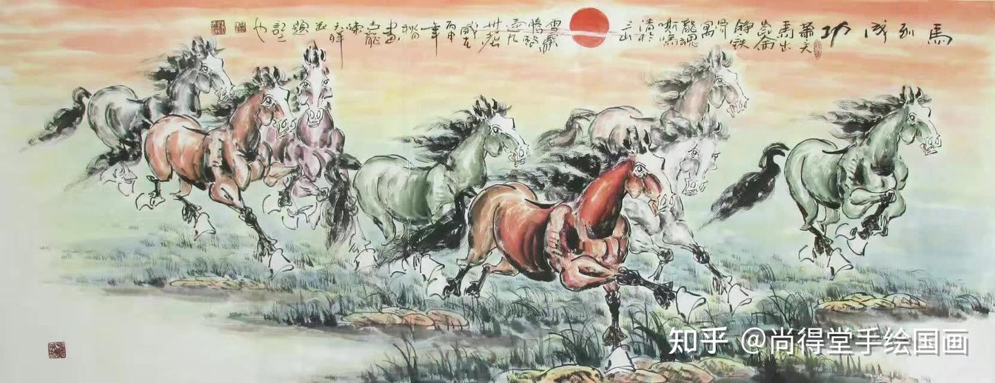 八马图 絹本 宋趙伯駒八駿圖 趙伯駒 中国掛軸 八駿圖 八駿図 赵伯驹 徐悲鸿《八骏图》画的是古代的哪八匹马？|艺术类|新闻|神笔奖