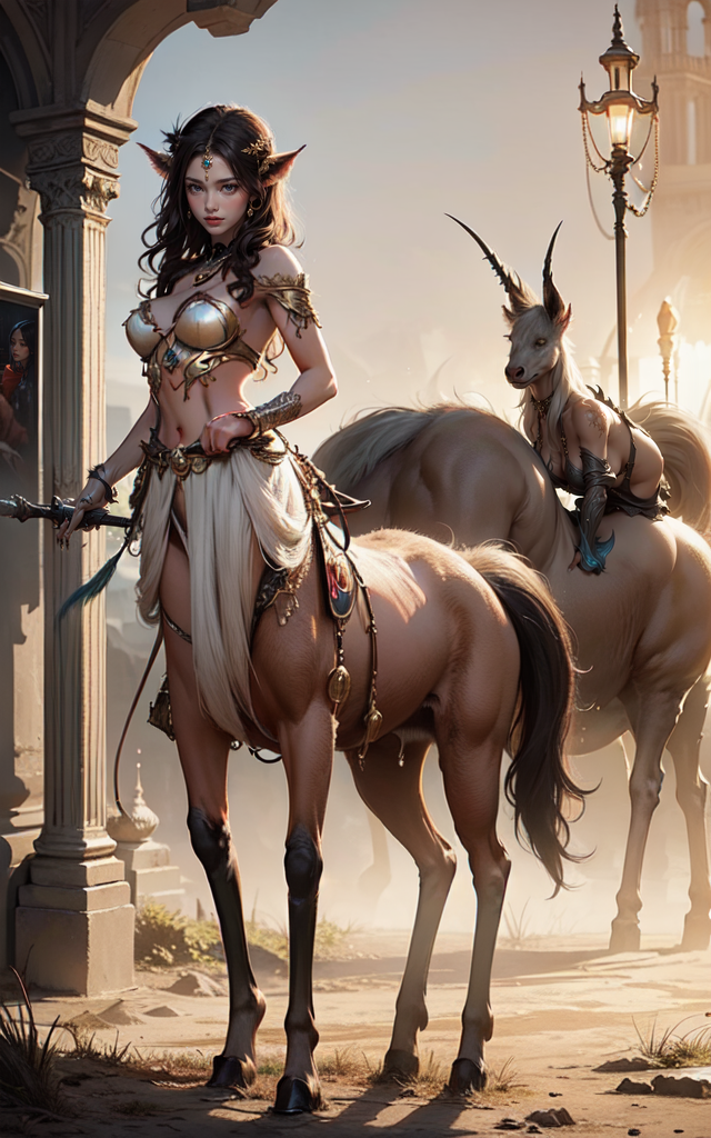 我将以上文字告诉ai,让它以此画出几张半人马的图画,请诸位品鉴.