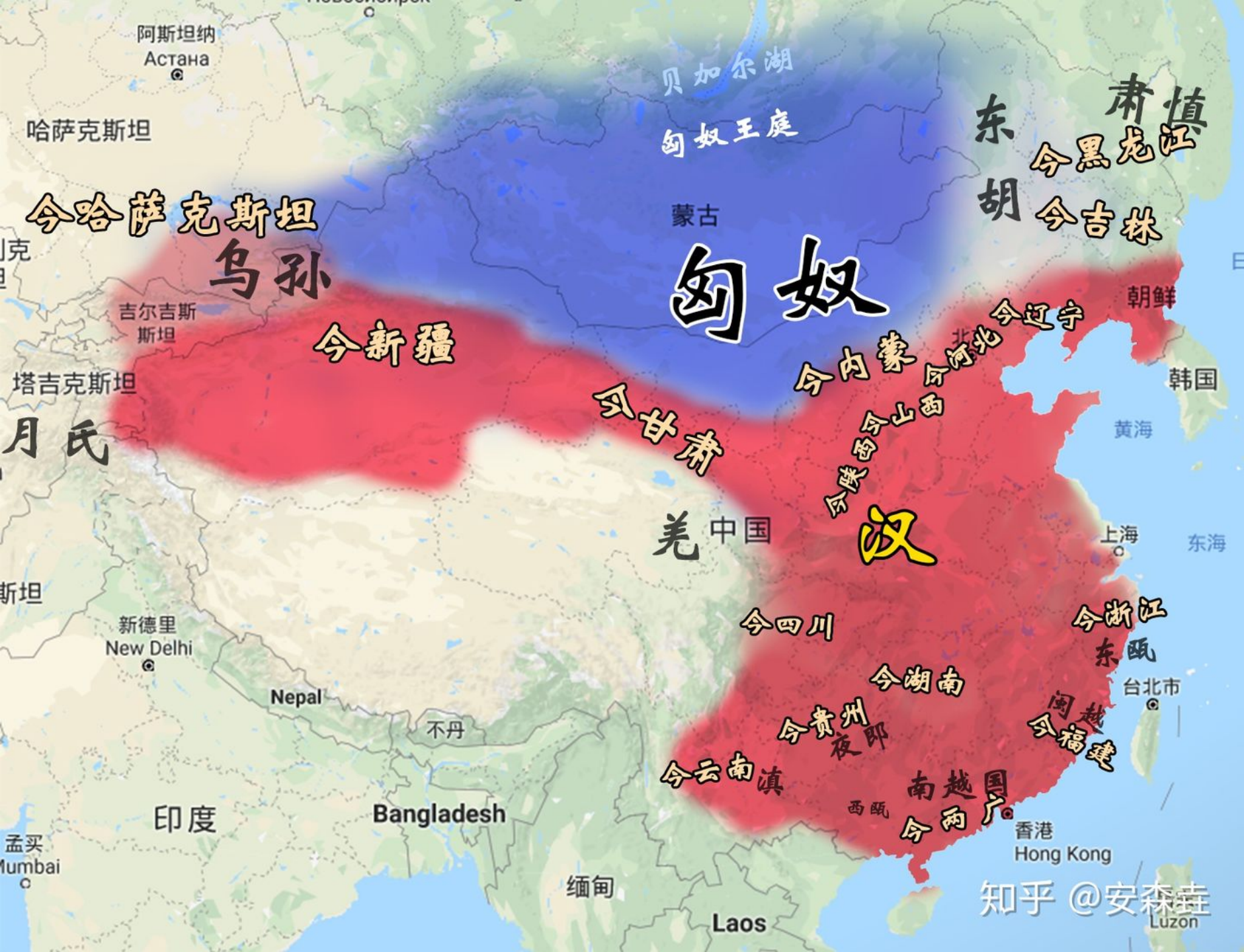图 32：汉武帝后的汉朝势力范围