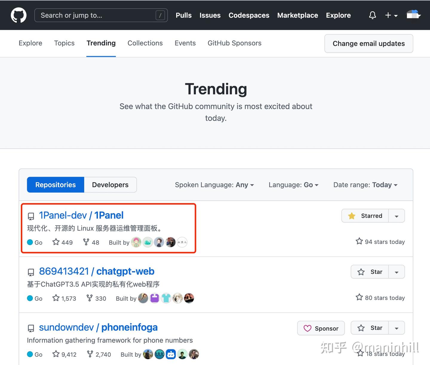 1Panel 强势登顶 GitHub Go 趋势榜，比宝塔更好用的开源 Linux 面板 - 知乎