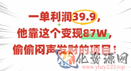 一单利润39.9，有人靠这个变现几十个，偷偷闷声发财的项目