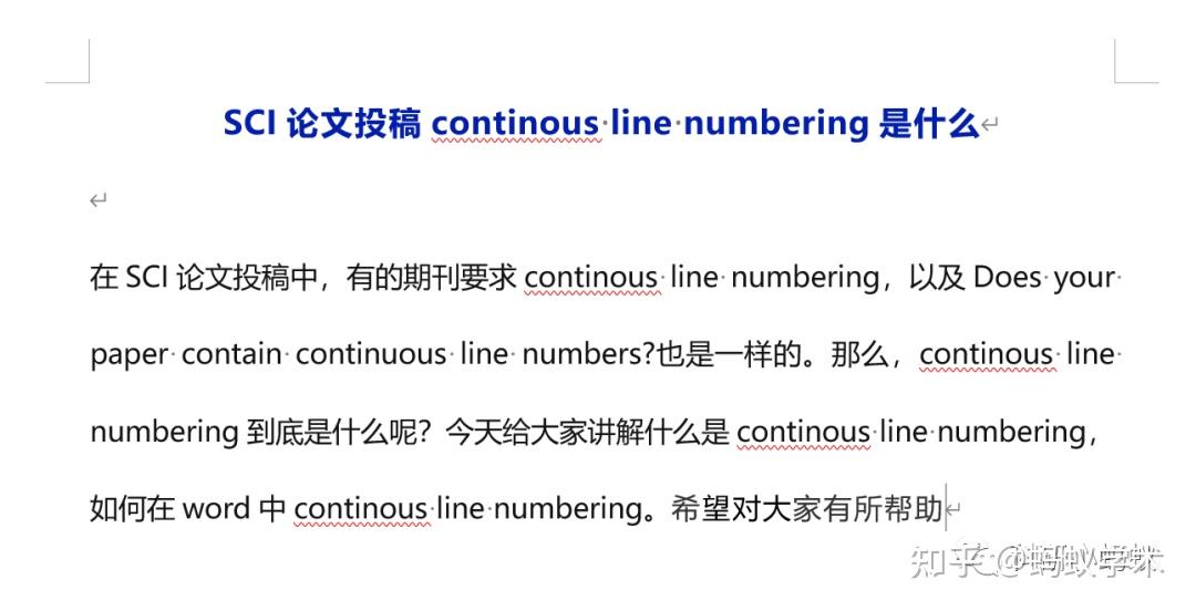 Sci continous line numbering 