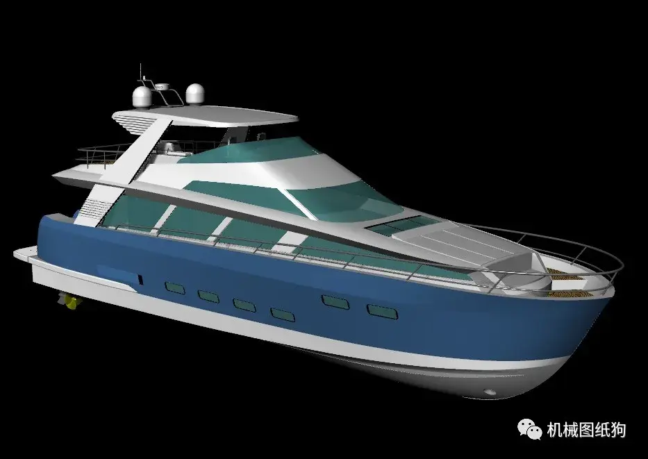 海洋船舶20myaht游艇造型3d图纸rhino设计附stp格式