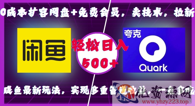 0成本扩容网盘+免费会员，卖技术，拉新，咸鱼最新玩法，实现多重管道收益，一鱼多吃，轻松日入500+