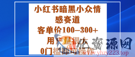 小红书暗黑小众情感赛道，客单价100-300+用户量很大，0门槛即可操作