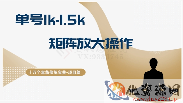 十万个富翁修炼宝典15.单号1k-1.5k，矩阵放大操作