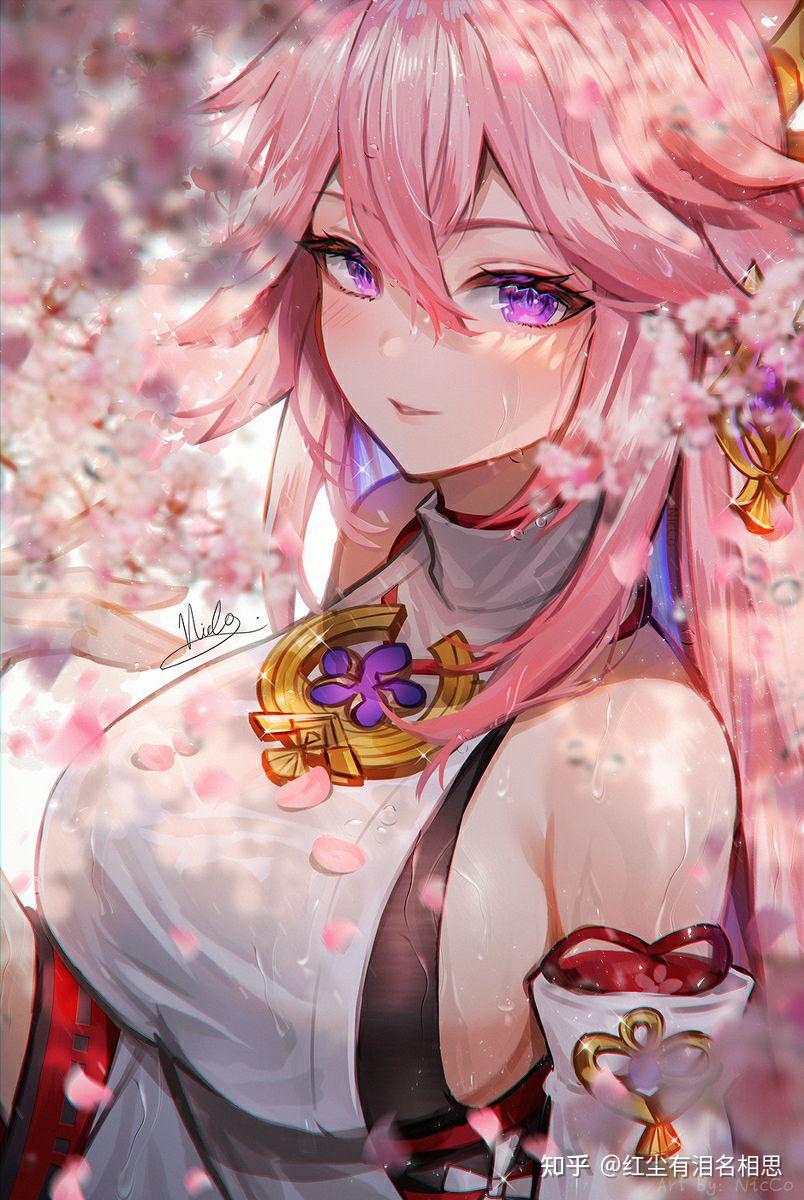 如何评价《原神》八重神子立绘? - 知乎