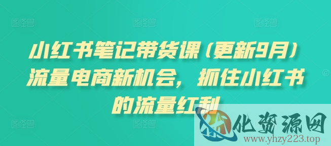 小红书笔记带货课(更新25年9月)流量电商新机会，抓住小红书的流量红利