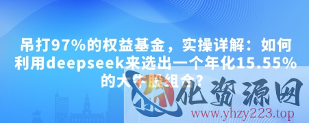 付费文章：吊打97%的权益基金，实操详解：如何利用deepseek来选出一个年化15.55%的大牛股组合?