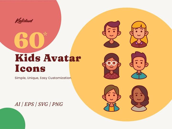 60款儿童孩子头像矢量图标设计素材 60 Kids Avatar Icons - 知乎