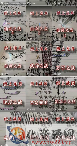 火柴人短视频-纸上谈兵，独一无二的视频展示风格，国风，战争动画，短视频差异化新赛道