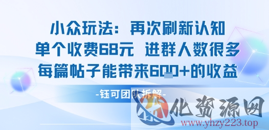 小众玩法再次刷新认知单个收费68米进群人数很多每篇帖子能带来6张的收益