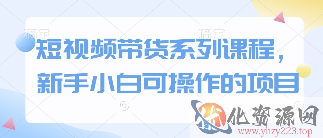 短视频带货系列课程，新手小白可操作的项目