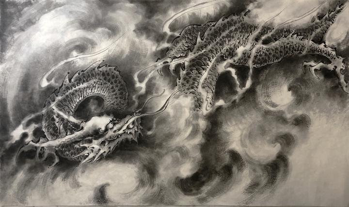 水墨画「龍2」