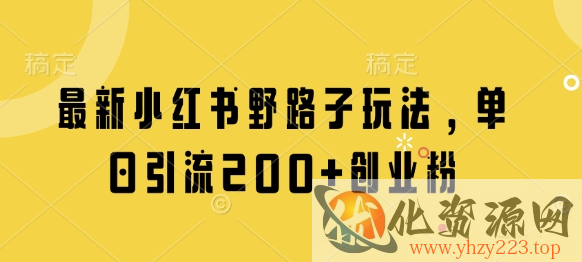 最新小红书野路子玩法，单日引流200+创业粉