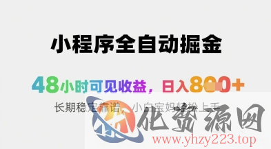 小程序全自动掘金，48小时可见收益，日入8张+长期稳定靠谱，小白宝妈轻松上手【揭秘】