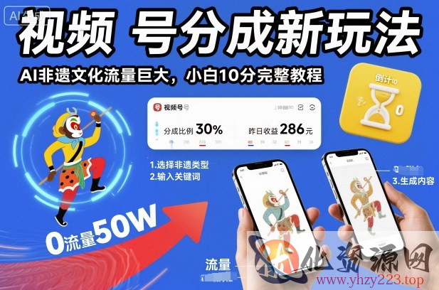 视频号分成新玩法，AI非遗文化流量巨大，小白10分钟搞定，完整教程