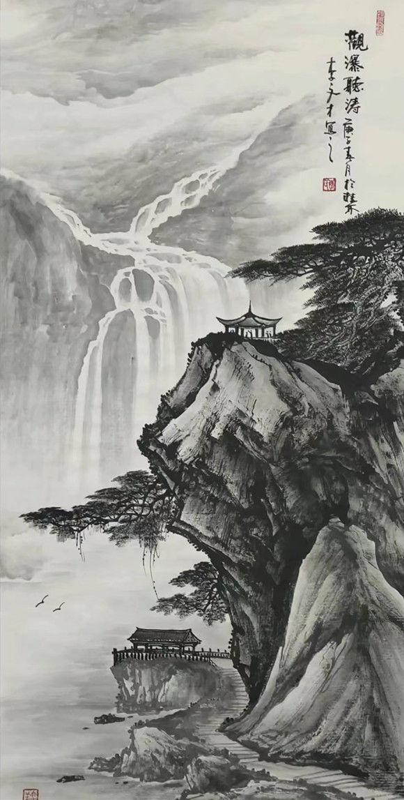 水墨画 黄山煙雲 文濤作 掛軸 古木苍烟图立轴- 山水之国画作品文徵明档案馆- 笔歌墨舞,永不落幕的