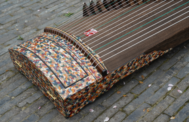 くり甲 柾目 箏 福山琴 小川賢三作 紅木玉縁 金口前 綾