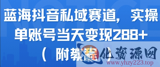 蓝海抖音私域赛道，实操单账号当天变现288+(附教程)