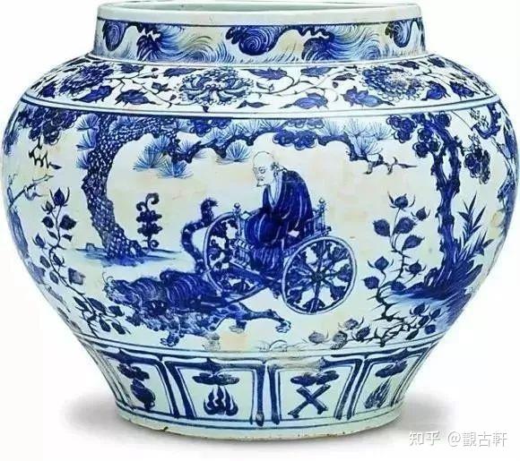 中国古美術 ☆ 瓷器工芸 ☆ 元 成吉思汗青花人物故事八方梅瓶☆