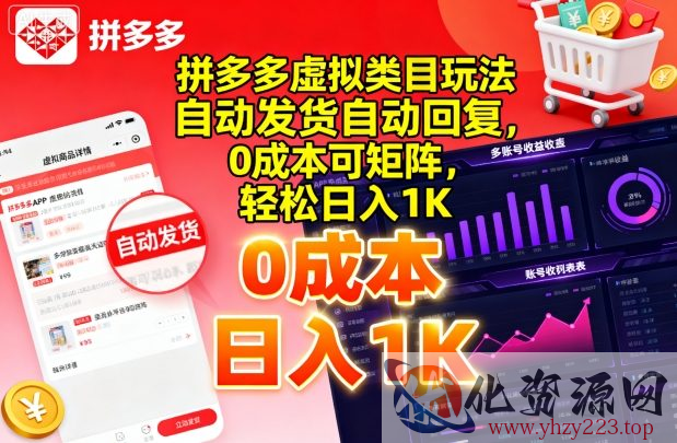 拼多多虚拟类目玩法，自动发货自动回复，0成本可矩阵，轻松日入1K【揭秘】