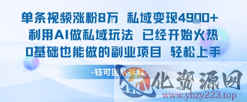 单条视频私域变现4.9k+利用AI做私域玩法 已经开始火热0基础也能做的副业项目轻松上手