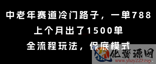 中老年赛道冷门路子，一单788，上个月出了1500单，全流程玩法，保底模式【揭秘】